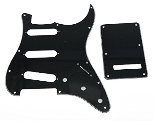 Kaish 11 Hole St/Strat Style Pickguard Sss Pick Guard With St Back Plate Tremolo Trem Cover For Usa/Mexico Stratocaster/Strat Bl